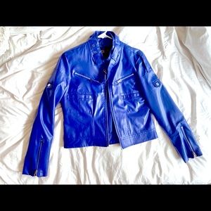 Blue faux leather jacket - medium